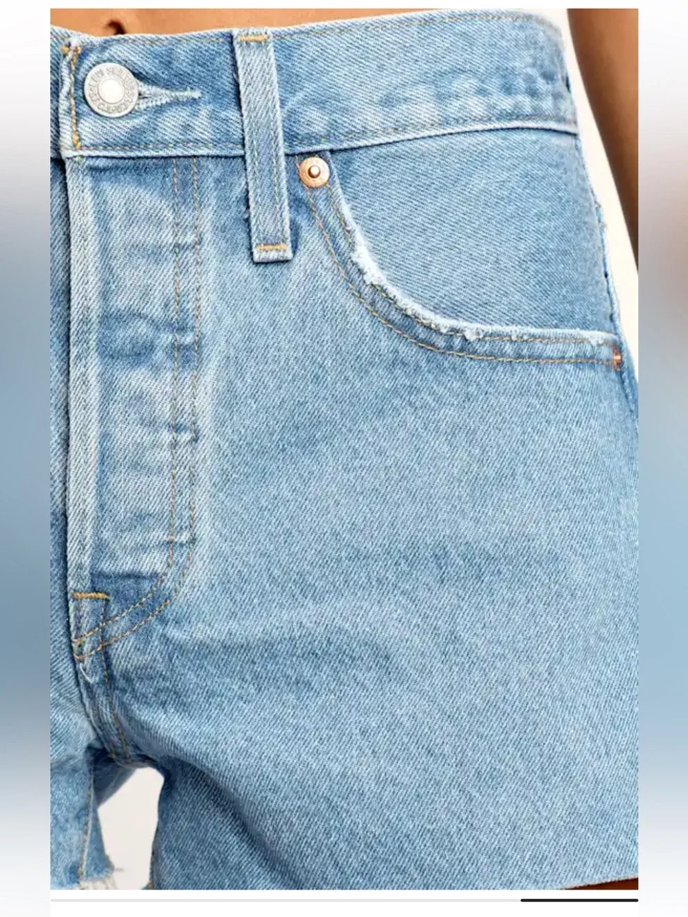 Levi’s 501 Light Stone Wash High Rise Distressed Denim Shorts | Size 25 - Picture 5 of 13